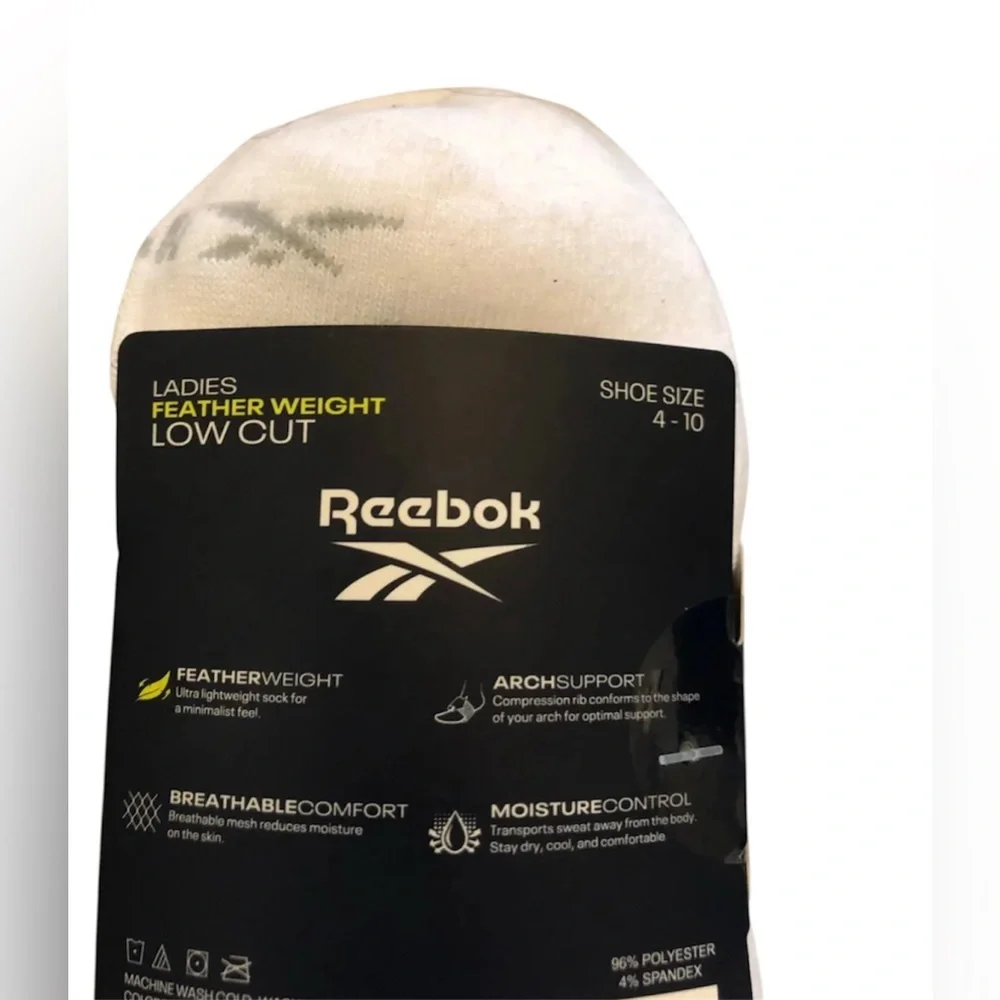 Reebok Ladies Feather Weight Low Cut Performance Socks 10 Pack Size 4-10 - Picture 5 of 5